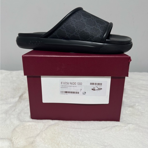 Gucci Dark Gray Slide Sandals - Picture 7 of 8